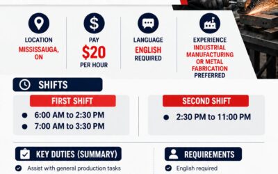 General Labourer – Manufacturing – Mississauga